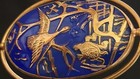 Hatpin Cobalt Blue Molded Slag Glass With Beautiful Nature Gold Gilded Accents