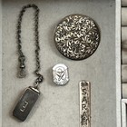 105g Vintage Antique Sterling Silver Lot Earrings Pendants Pins Watch Chain