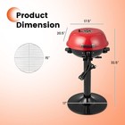 Portable 1600w Electric Bbq Grill W  Temperature Control   Grease Collector Red