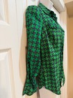 Michael Kors  Geometric Long Sleeve Blouse  Navy green  Size  Small   Free Ship 