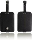 Luggage Bag Tags Leather Travel Id Labels Suitcase Name Black 2 Pcs  