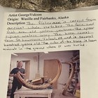 Large  George Vukson Carved Fossil Whale Bone Inuit Fisherman Sculpture Rare
