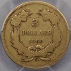1860-s  3 Gold Piece - Pcgs Vg 10