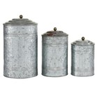 Deco 79 Metal Living Room Decorative Jars Galvanized Ribbed Decorative Container