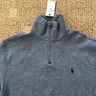 Polo Ralph Lauren Sweater 1 2 Zip Ls Cotton Knit Blue Heather Men s M Medium