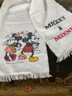 Vintage Walt Disney Productions Mickey Minnie Mouse Fringed Scarf Cream 46 