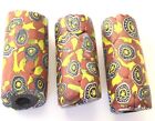 3 Old Venetian Antique Brown Neon Multi Millefiori African Glass Trade Beads 