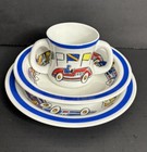 Tiffany   Co Race Cars Childs Tableware 3 Piece Dish Set Plate Bowl   Cup 2002