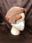 Vintage 1950 s Turban Cocktail Half Hat Taupe Velvet Satin Fascinator Mcm