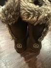 Bearpaw Rhoda H Women Suede Mid-calf Boot Faux Fur Trim Brown Us 10 Eu 41