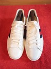 Gucci Men   s Low Top Lace-up Sneakers White Web Stripe Logo Rubber Sole Us 10