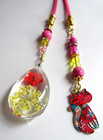 Cat In The Garden Bouquet Raindrop  Book Jewelry Bookmark  18 In