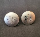 Vintage Imperial Sterling Silver Etched Floral Round Cufflinks Cuff Links