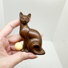 Vtg Franklin Mint Curio Cabinet Cat Art Deco Bronze Ball Sit Figurine Rare Htf