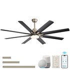 52in Brushed Nickel Smart Ceiling Fan  3cct Led App remote voice Control 6 Speed