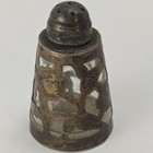 Set Of 2 Vintage Mexico Sterling Silver 925 Overlay Glass Salt   Pepper Shakers