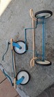 Taylor Tot Vintage Blue Metal Wood Rubber Baby Carriage Frame With White Wheels 