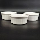 3 White Ceramic Ramekins Fluted Baking Dishes Sauce Cups Souffl   Bowls