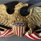 Vintage Cast Aluminum 25  Gold Patriotic American Eagle Shield flags Wall Plaque