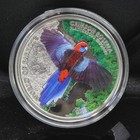 2014  Cook Islands  5 World Of Parrots  Crimson Rosella Silver 3d Coin