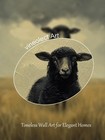 Gold Framed Wall Art Vintage Black Sheep Animal Painting Farmhouse Wall Decor Ru