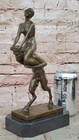 Bronze Mythology  pan  Piggy Ride Satyr Sculpture Marble Base Greek God Artwork