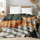 Cat Print Throw Blanket Soft Bed Couch Kitten Flannel Cozy Gift 49x59 Inch