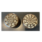 Vintage Set Of 2 Pottery Lidded Jars Handmade Brown Earthy Ammonite Sea Fossils