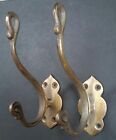 2 X Lg Solid Brass Vintage Antique Style Ornate Double Coat Hat Hooks 6   c11