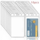 10pc Id Card Badge Holder Vertical Clear Reusable Soft Waterproof Office Id Case