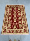 3 4x4 11 Ft Afghan Chobi Oushak Rug Handmade Wool Natural Dye Floral Red Carpet