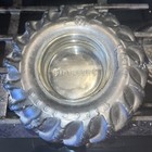 Vintage Firestone Glass Ashtray- Real Hard Rubber Tractor Wheel- 6 5   
