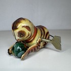 Vintage Tin Toy Rolling Cat W  Ball Wind Up Collectible Original Key Working 