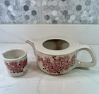 Vintage 70s Japan Cherry Blossom Teapot  creamer Asian Sakura Floral Tea Service