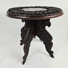 Antique Anglo Indian Tea Table Campaign 1800 s Folding Carved Wood Art Nouveau 