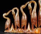 8  Chinese Natural Hetian Jade Carved Fengshui Crane Bird Penholder Statue