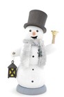 German Incense Smoker Smoking Figure Handmade Erzgebirge Snowman - Lantern