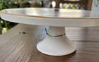 New Halloween Day Of Dead Skull Cake Stand W gold Trim By Harvest Green Studio