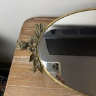 Ornate Vintage 21    Brass Gold Floral Filigree Oval Mirror Vanity Makeup Tray