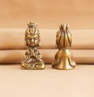 Chinese Old Antique Home Collectible Brass Girl Hand Piece Carved Statue Pendant