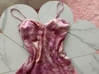 Women s Fairycore Mini Dress S Pink Tie-dye Lace Trim Adjustable Straps
