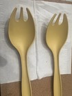 Vintage Harvest Yellow Plastic Salad Servers Set Mcm Retro 1970s Spoon Fork 