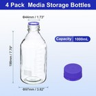4 X Media Storage Bottles 1000ml Borosilicate Glass Graduated Bottles Clear