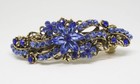 Antique Tone Rhinestone Blue Color Metal Hair Clip Barrette 6943