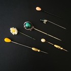 Lot Of 6 Antique Stick Pins Victorian Art Deco Fly Flower W  Ladybug Malachite