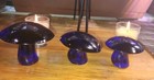 Mosser 3 Piece Mushroom Mushrooms Set Cobalt Blue Glass Glossy