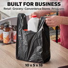 Medium  Duty Black Plastic T-shirt Bags 10x5x18 0 63 Mil Grocery Carryout Bags