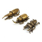 3pcs Solid Brass Insect Figurine Beetle Statue Home Animal Decor Ornaments