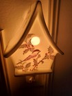 Christmas Night Light Bird House With Bird Holly   Berries Gold Trim Beautiful