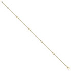 Real 14k Yellow Gold Open Hearts 4-station Anklet 10-11  Adjustable Polished